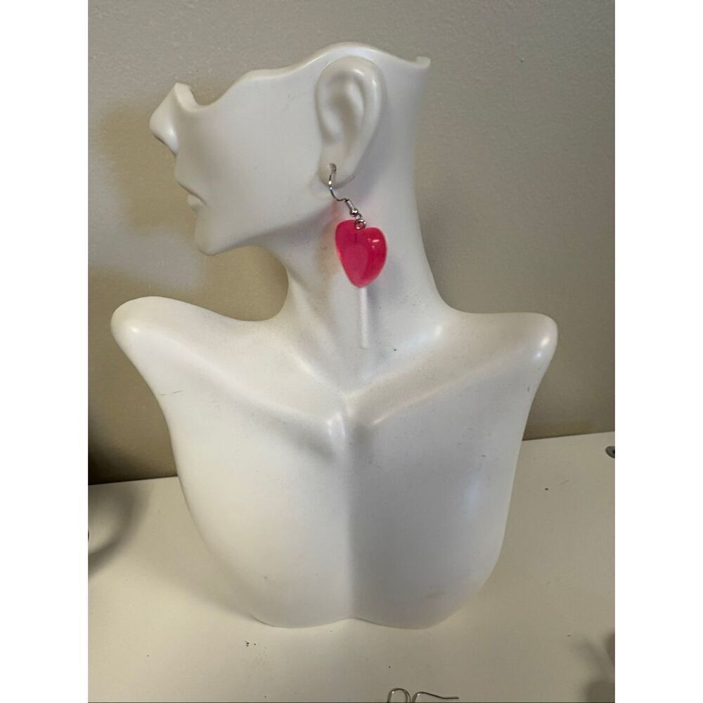 Pink Heart Shaped Lollipop Earrings